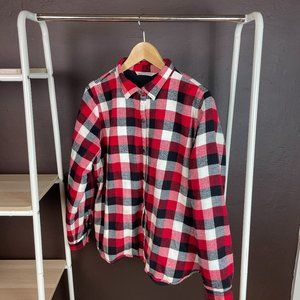 Woolrich fleece-lined women's camp shirt.  Snaps and two side pockets. XL